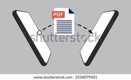 Smartphone File Transfer: Move and transfer PDFs and Work Documents to Your Mobile. Vector.