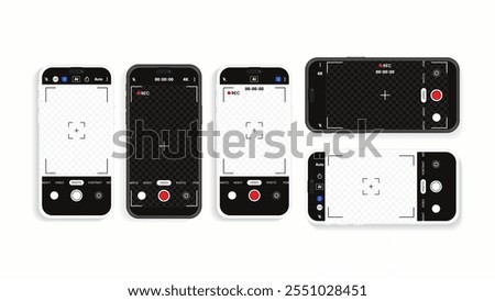 Smartphone Camera Capture and Video Recording Interface: Mobile App UI for Photography and Selfies - Vector Mockup.