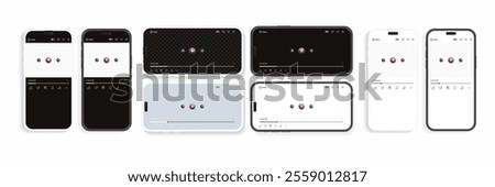 Smartphone with Video Player Vector UI Concept: Play and Pause Streaming on Realistic Frameless Mobile Screen - Online TV Watching Isolated on White Background