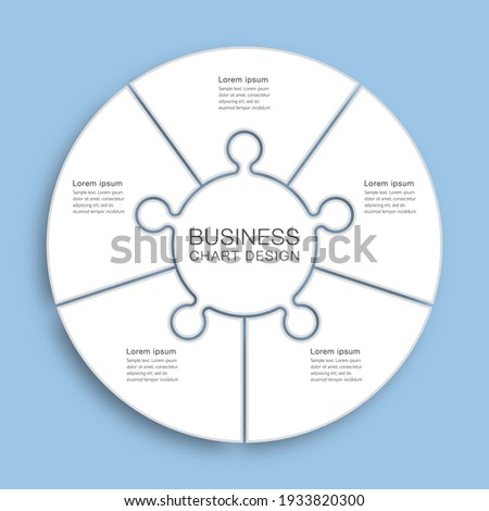 Business chart design. Diagram divided into five processes. Presentation template.