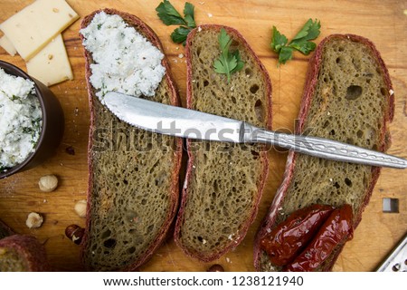 rye bread with cheese and dried pomi... Zdjęcia stock © 