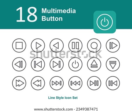 Illustration of Multimedia Button Collection design Line Icon. Multimedia Button Outline Icon Pack. Set of Multimedia Button Line Icon