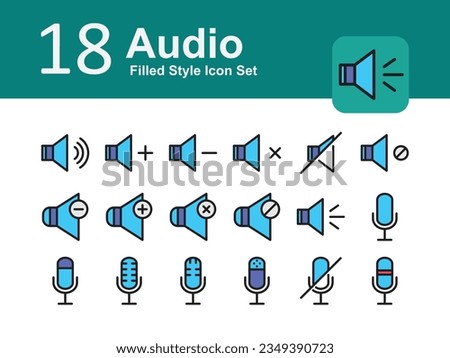 Illustration of Audio Collection design Filled Icon. Audio Filled Icon Pack. Set of Audio Filled Icon