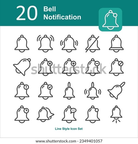 Illustration of Bell Notification Collection design Line Icon. Bell Notification Outline Icon Pack. Set of Bell Notification Line Icon