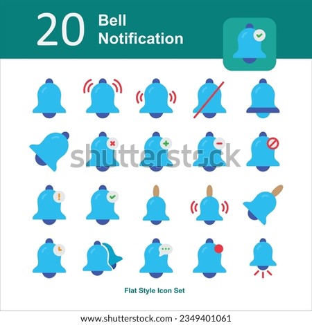 Illustration of Bell Notification Collection design Flat Icon. Bell Notification Flat Icon Pack. Set of Bell Notification Flat Icon