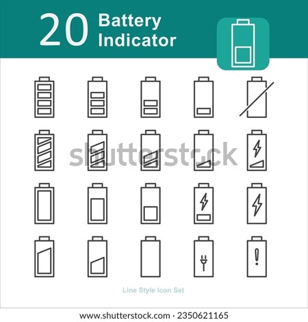 Illustration of Battery Indicator Collection design Line Icon. Battery Indicator Outline Icon Pack. Set of Battery Indicator Line Icon
