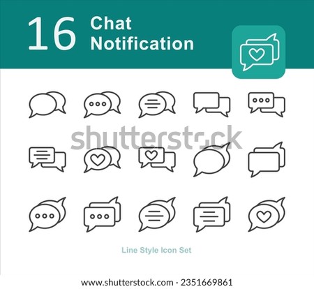 Illustration of Chat Notification Collection design Line Icon. Chat Notification Outline Icon Pack. Set of Chat Notification Line Icon