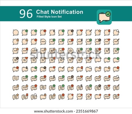 Illustration of Chat Notification Collection design Filled Icon. Chat Notification Outline Icon Pack. Set of Chat Notification Filled Icon