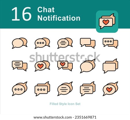 Illustration of Chat Notification Collection design Filled Icon. Chat Notification Outline Icon Pack. Set of Chat Notification Filled Icon
