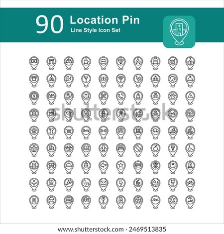 Illustration of Location Pin Collection design Line Icon. Location Pin Line Icon Pack. Set of Location Pin Outline Icon