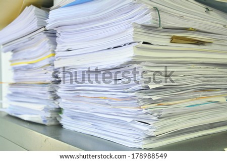 Close Up Stack Of Papers, Books And File ~ Soft Focus