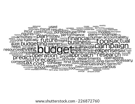 Word Cloud containing words related to budget
