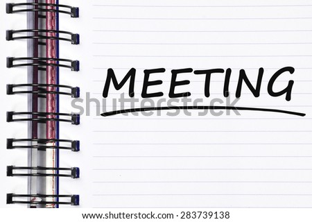 meeting words on spring note book.
