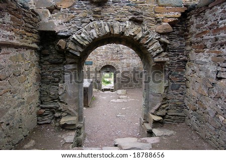 The ruins of Kilmalkedar church in Kerry in Ireland