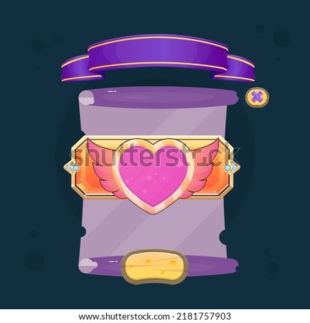 Treasure Map Pop Up Window Pink Cartoon Heart Old Cute Cartoon Colorful Purple Paper And Ribbon Pirates  Vector Design