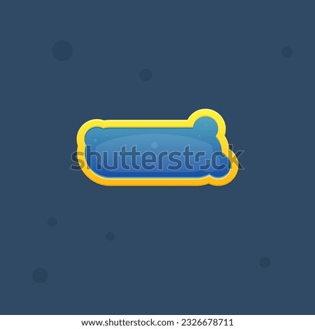 Game UI Bubble Shaped Button Gem Dark Blue Window Pop Up Bar With Golden Borders Cute Cartoon  Vector Design
