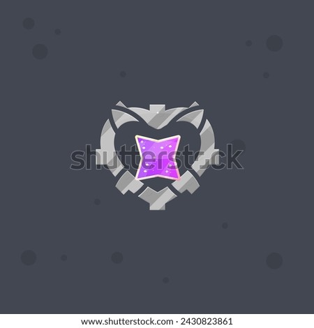 Game UI Badge Sci Fi Futuristic Heart Four Pointed Purple Star Vector Design