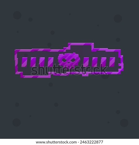 Sci Fi Futuristic Hud Skull Military Element Logo Game UI Frame Pop Up Window Asymmetric Purple Long Horizontal Bar Isolated Vector Design