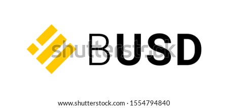 Flat gold icon Binance USD (BUSD) coin and the inscription. Money icon, vector illustration. 