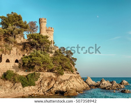 Castle Playa (Castel dâ??en Plaja) in Lloret de Mar, Costa Brava, Catalonia, Spain. Imagine de stoc © 