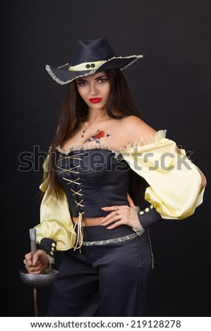 Girl pirate posing