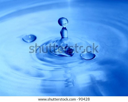 Blue water drop with bubbles