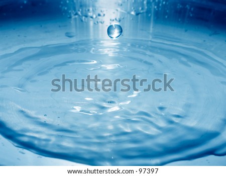 Falling water drop + blue filter