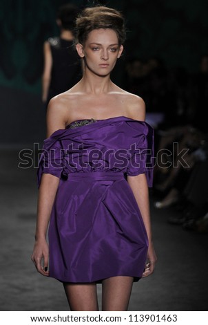 NEW YORK, NY - SEPTEMBER 11: Model Daga Ziober walks the runway at the Vera Wang SS 2013 fashion show during Mercedes-Benz Fashion Week in Lincoln Center on September 11, 2012 in New York City, USA