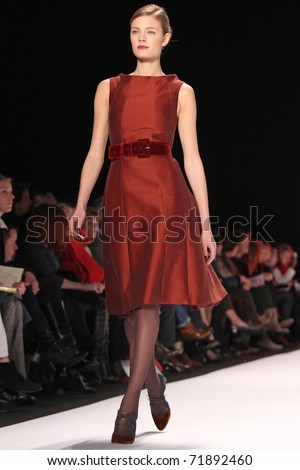 NEW YORK - FEBRUARY 14: Top model Constance Jablonski walks the runway at the Carolina Herrera Fall 2011 Collection presentation during Mercedes-Benz Fashion Week on February 14, 2011 in New York.