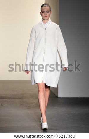 NEW YORK - FEBRUARY 17: Top model Jac Jagaciack walks the runway at the Calvin Klein Fall 2011 Collection presentation during Mercedes-Benz Fashion Week on February 17, 2011 in New York.