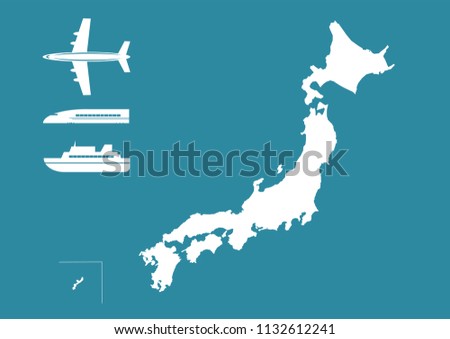 Japanese map: ship and airplane and train icon