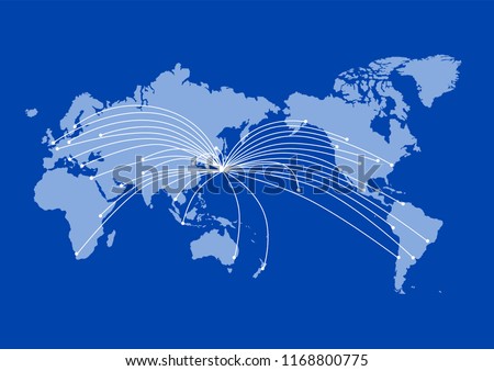 World map and plane