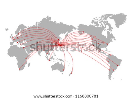 World map and plane