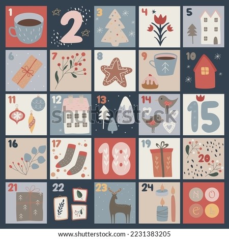 
hygge advent calendar, cozy hygge stuff, Xmas numbers
