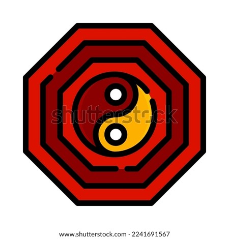 Chinese Yin-Yang filled outline icon. Yin-Yang symbol on white background. The sign of the two elements, good for Chinese new year. Vector Illustration.