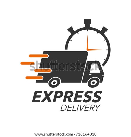 Express delivery icon concept. Truck with stop watch icon for service, order, fast, free and worldwide shipping. Modern design vector illustration.