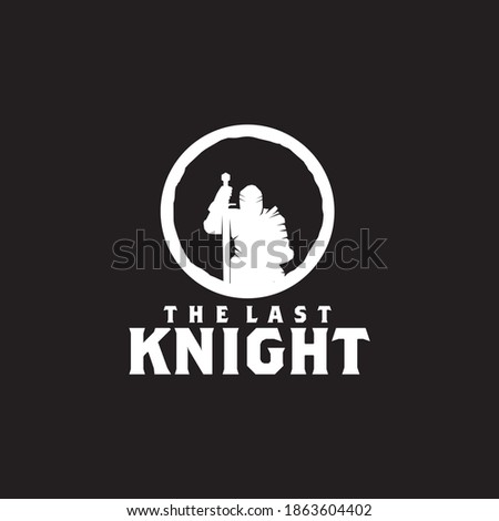 logo of Knight surrender with holding a saber in his hand template