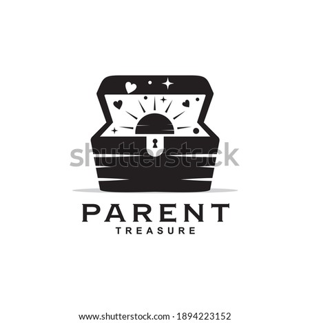 Parenting logo design with treasure chest icon template