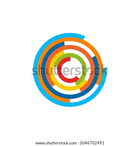 Modern colorful hal circles vector technology logo design