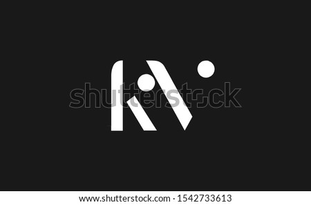 KV Letter Logo Design Template Vector in black and white color Stock fotó © 