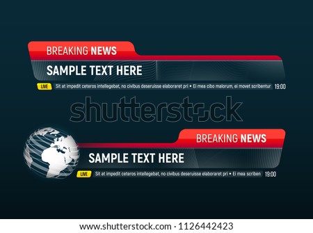 Lower third for news header. Breaking news. Vector template for your design.