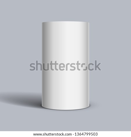 White cylinder on light background. Vector template for your design.