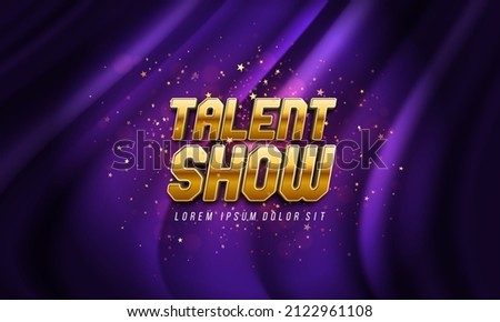Bright Talent Show sign on curtain background. Vector illustration.
