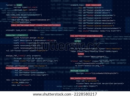 Programming computer code. Abstract visualization of coding. Digital background constructed with different symbols. Vector illustration.