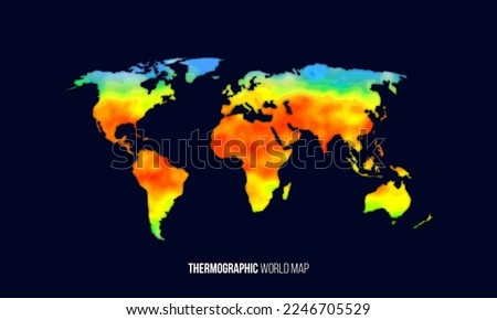 Heat map. Abstract infrared thermographic world map. Vector illustration.