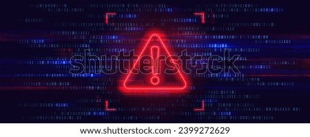 Danger sign. Hacked system or cyber attack. Vector illustration.