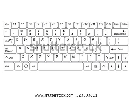 Computer keyboard isolated on a white background. Vector illustration.