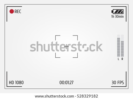 Camera viewfinder. Focusing screen of the camera. Viewfinder camera recording. Vector template for your design.