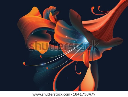 vector illustration of the abstract artistic flower on the dark background