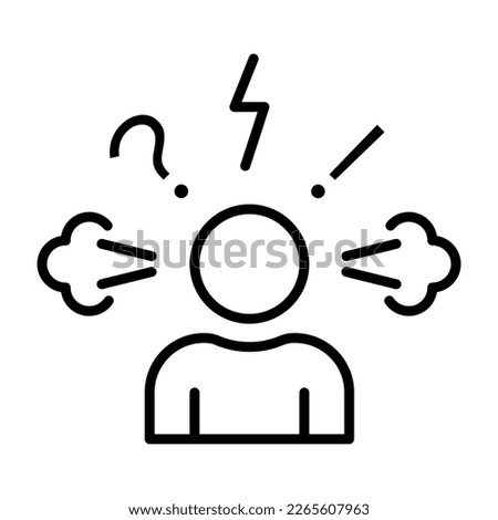 Angry person Stress or anxiety icon symbol. Frustration, burnout, furious concept. Outline vector illustration